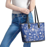 Marshall Islands Merry Christmas Leather Tote Bag Pacific Patchwork Xmas Vibes LT9 - Polynesian Pride