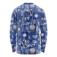 Marshall Islands Merry Christmas Long Sleeve Shirt Pacific Patchwork Xmas Vibes LT9 - Polynesian Pride