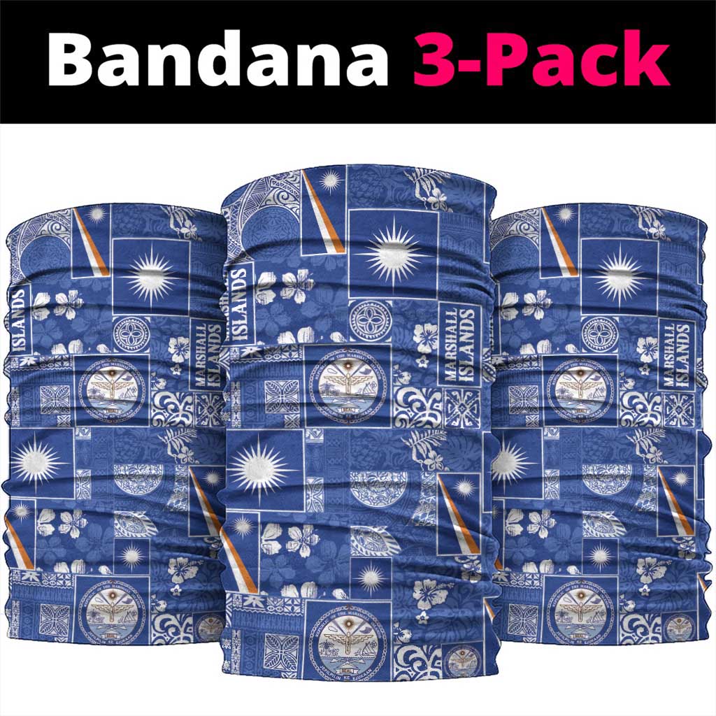 Marshall Islands Merry Christmas Neck Gaiter Pacific Patchwork Xmas Vibes LT9 package One Size: 25*50cm Blue - Polynesian Pride