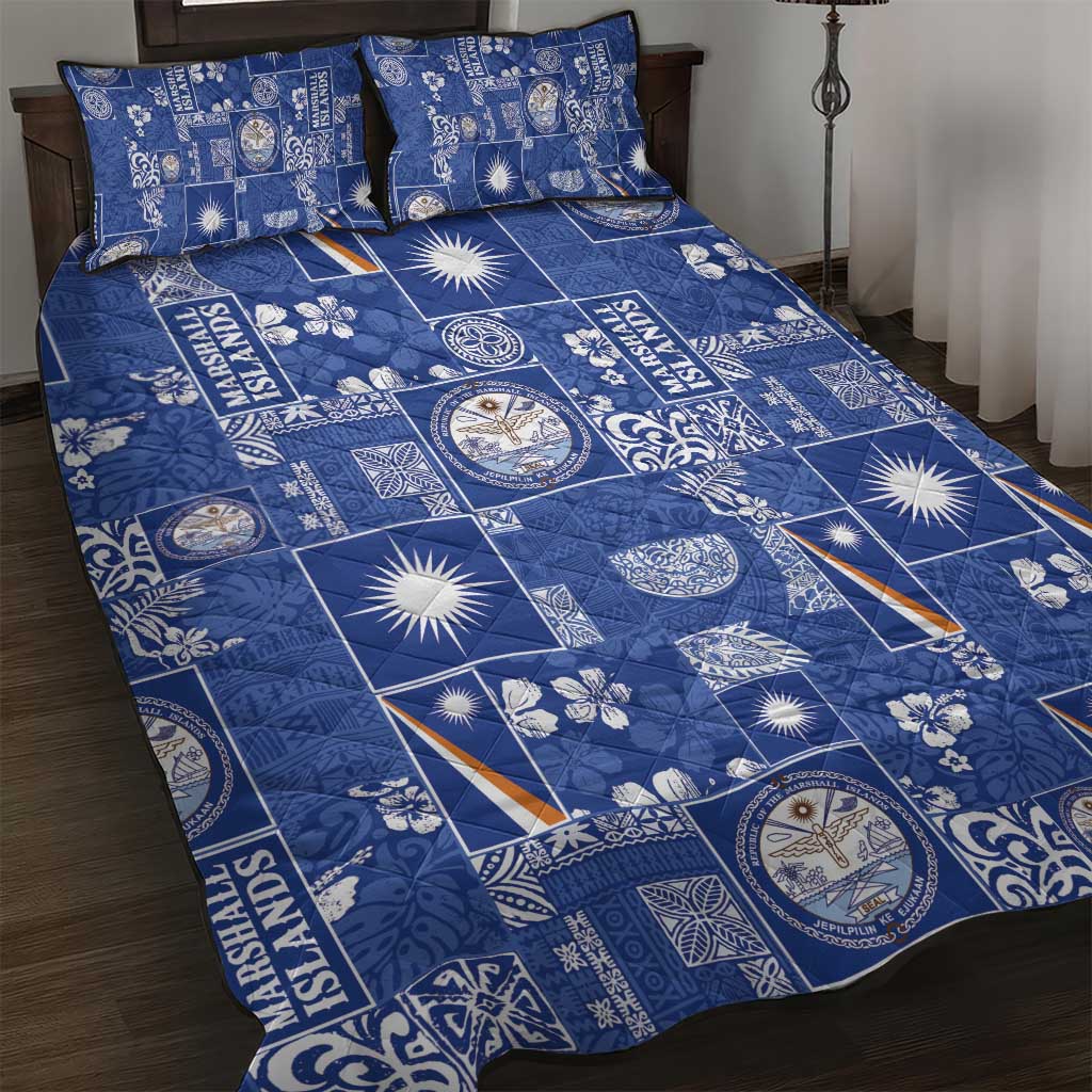 Marshall Islands Merry Christmas Quilt Bed Set Pacific Patchwork Xmas Vibes LT9 Blue - Polynesian Pride