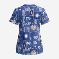 Marshall Islands Merry Christmas Scrub Top Pacific Patchwork Xmas Vibes LT9 - Polynesian Pride