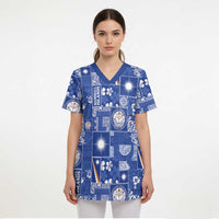 Marshall Islands Merry Christmas Scrub Top Pacific Patchwork Xmas Vibes LT9 - Polynesian Pride
