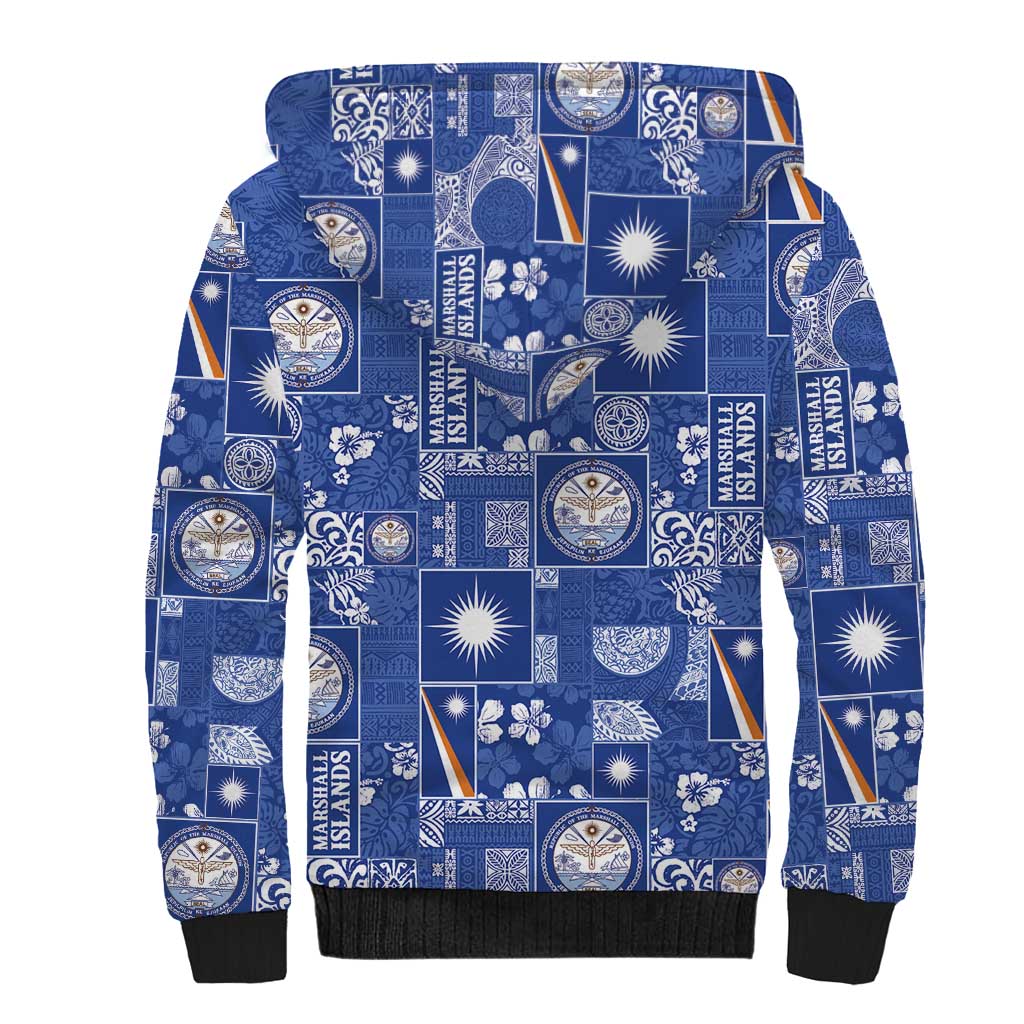 Marshall Islands Merry Christmas Sherpa Hoodie Pacific Patchwork Xmas Vibes LT9 - Polynesian Pride
