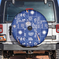 Marshall Islands Merry Christmas Spare Tire Cover Pacific Patchwork Xmas Vibes LT9 Blue - Polynesian Pride