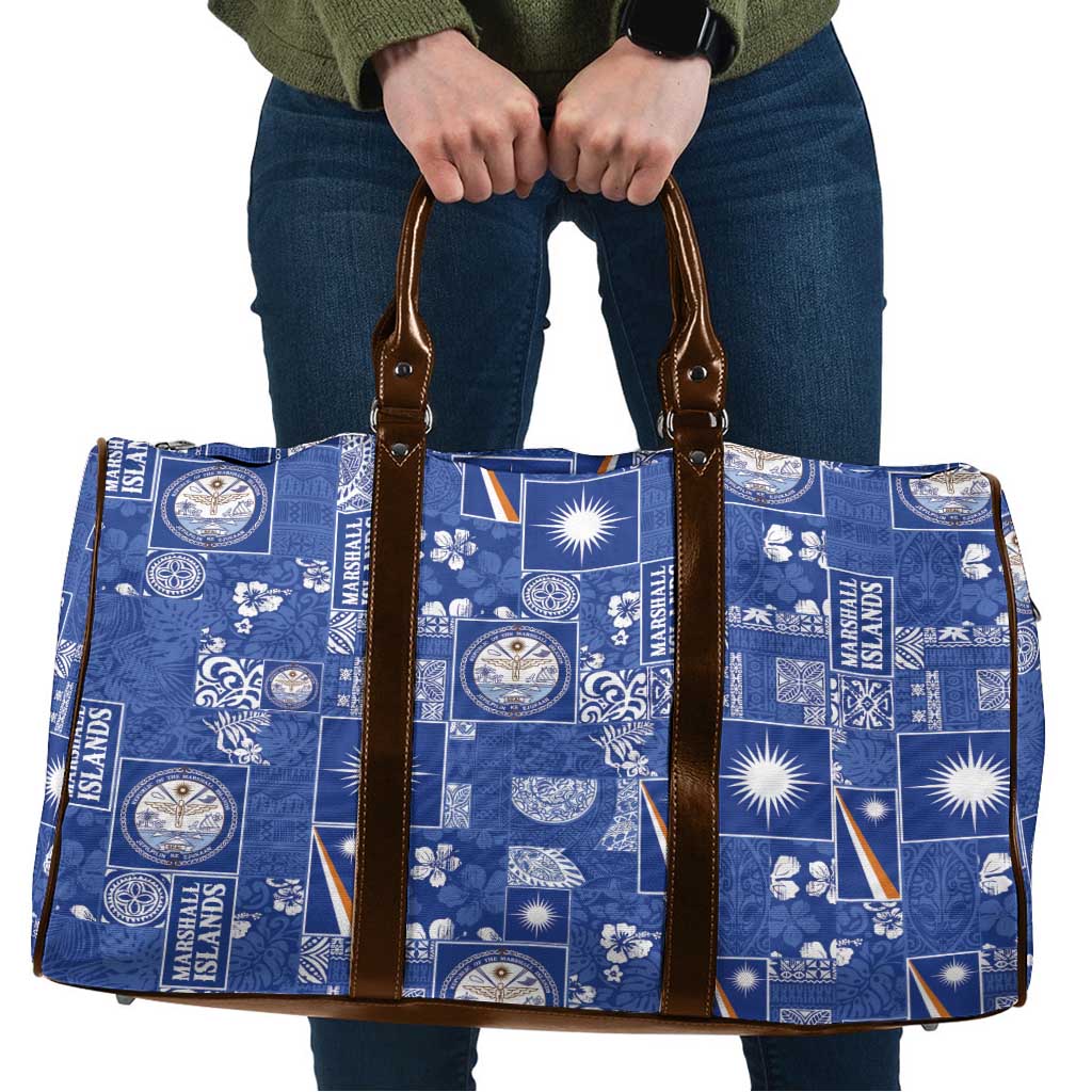 Marshall Islands Merry Christmas Travel Bag Pacific Patchwork Xmas Vibes LT9 Blue - Polynesian Pride