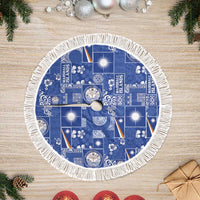 Marshall Islands Merry Christmas Tree Skirt Pacific Patchwork Xmas Vibes LT9 Fringed Blue - Polynesian Pride