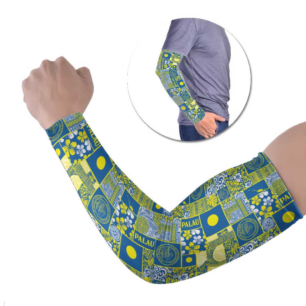 Palau Ungil Kurismas Arm Sleeves Pacific Patchwork Xmas Vibes LT9 Set of 2 Green - Polynesian Pride