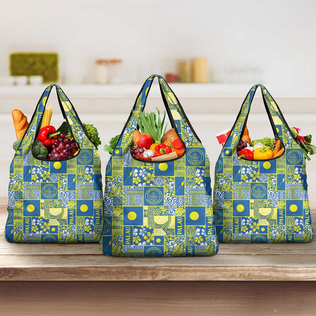Palau Ungil Kurismas Grocery Bag Pacific Patchwork Xmas Vibes LT9 3-pack One Size Green - Polynesian Pride