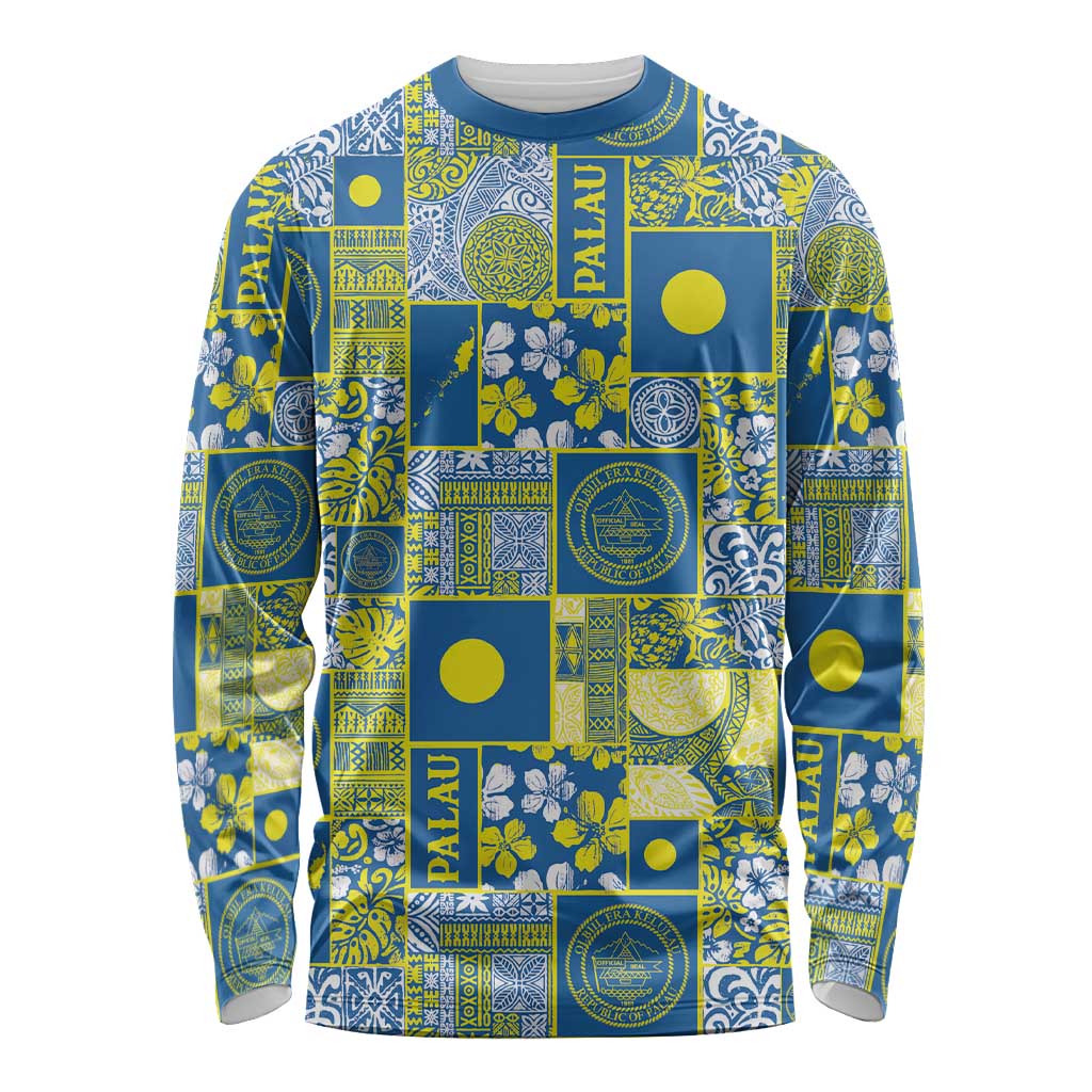 Palau Ungil Kurismas Long Sleeve Shirt Pacific Patchwork Xmas Vibes LT9 Unisex Green - Polynesian Pride