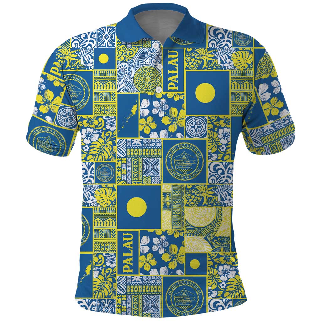 Palau Ungil Kurismas Polo Shirt Pacific Patchwork Xmas Vibes LT9 Green - Polynesian Pride