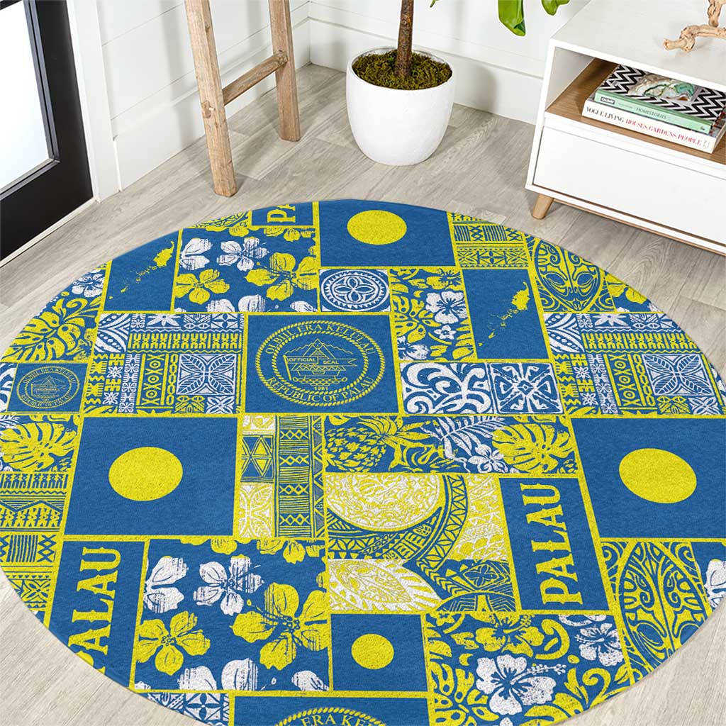 Palau Ungil Kurismas Round Carpet Pacific Patchwork Xmas Vibes LT9 Green - Polynesian Pride