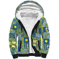 Palau Ungil Kurismas Sherpa Hoodie Pacific Patchwork Xmas Vibes LT9 Unisex Green - Polynesian Pride