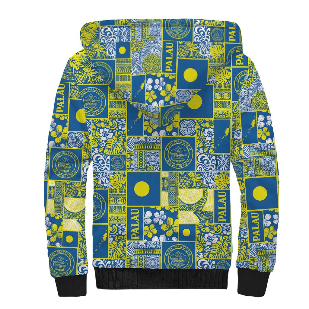 Palau Ungil Kurismas Sherpa Hoodie Pacific Patchwork Xmas Vibes LT9 - Polynesian Pride
