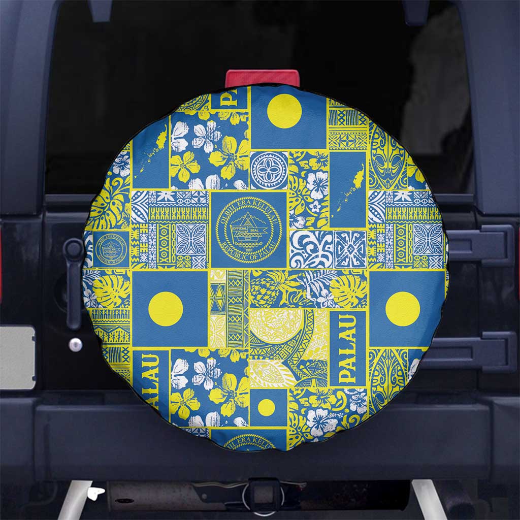 Palau Ungil Kurismas Spare Tire Cover Pacific Patchwork Xmas Vibes LT9 No hole Green - Polynesian Pride