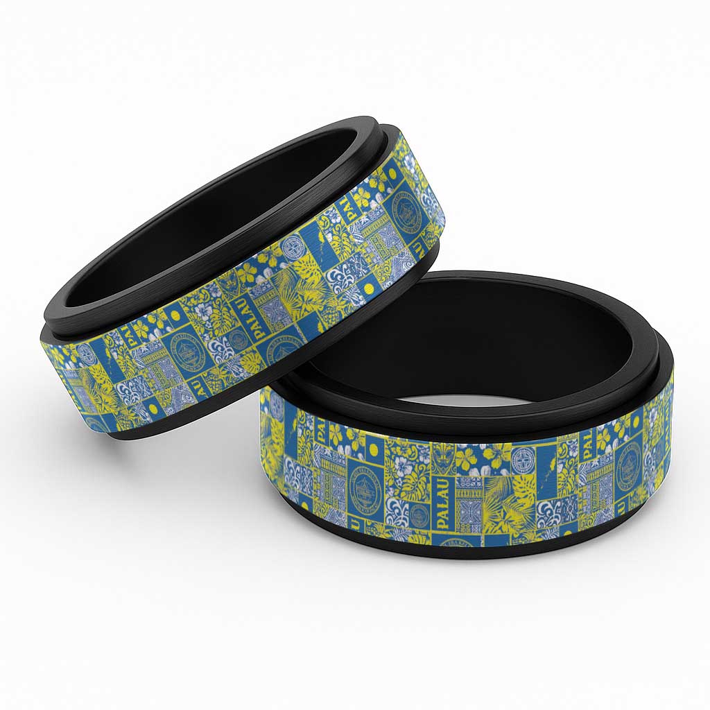 Palau Ungil Kurismas Spinner Ring Pacific Patchwork Xmas Vibes LT9 Black Green - Polynesian Pride