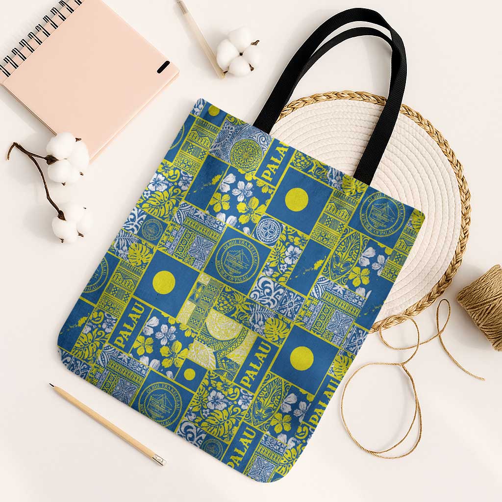 Palau Ungil Kurismas Tote Bag Pacific Patchwork Xmas Vibes LT9 Black Strap One Size Green - Polynesian Pride