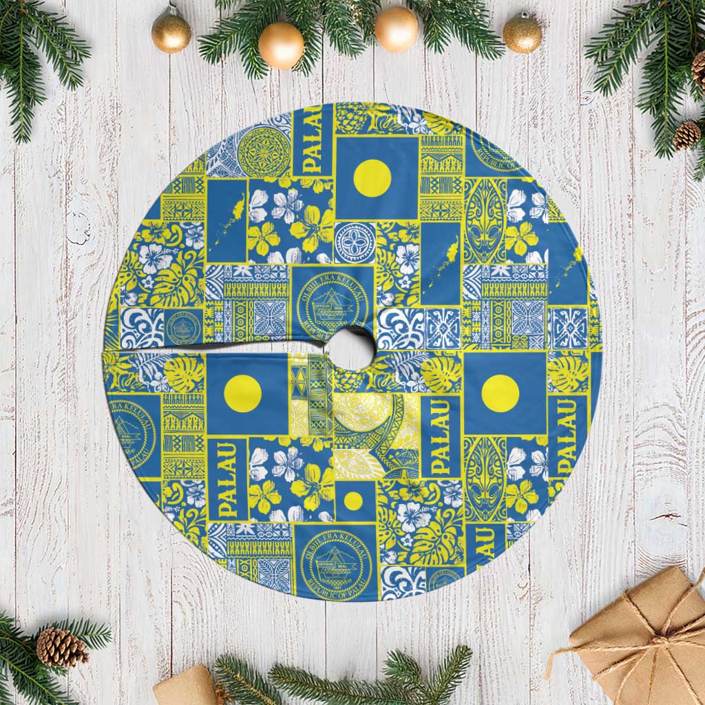 Palau Ungil Kurismas Tree Skirt Pacific Patchwork Xmas Vibes LT9 Casual Green - Polynesian Pride