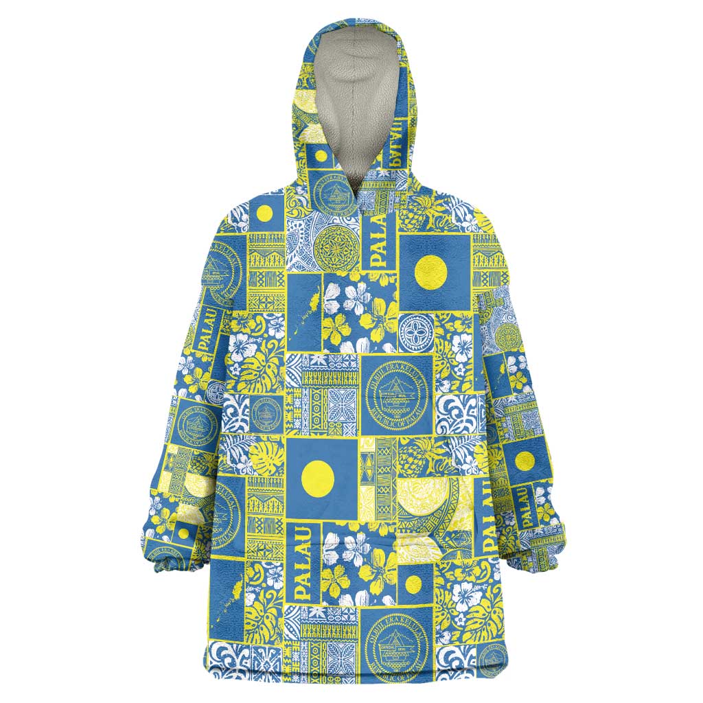 Palau Ungil Kurismas Wearable Blanket Hoodie Pacific Patchwork Xmas Vibes LT9 One Size Green - Polynesian Pride