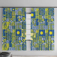 Palau Ungil Kurismas Window Curtain Pacific Patchwork Xmas Vibes LT9 With Hooks Green - Polynesian Pride