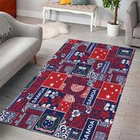 Red Samoa Manuia Le Kerisimasi Area Rug Pacific Patchwork Xmas Vibes LT9 - Polynesian Pride