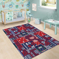 Red Samoa Manuia Le Kerisimasi Area Rug Pacific Patchwork Xmas Vibes LT9 - Polynesian Pride