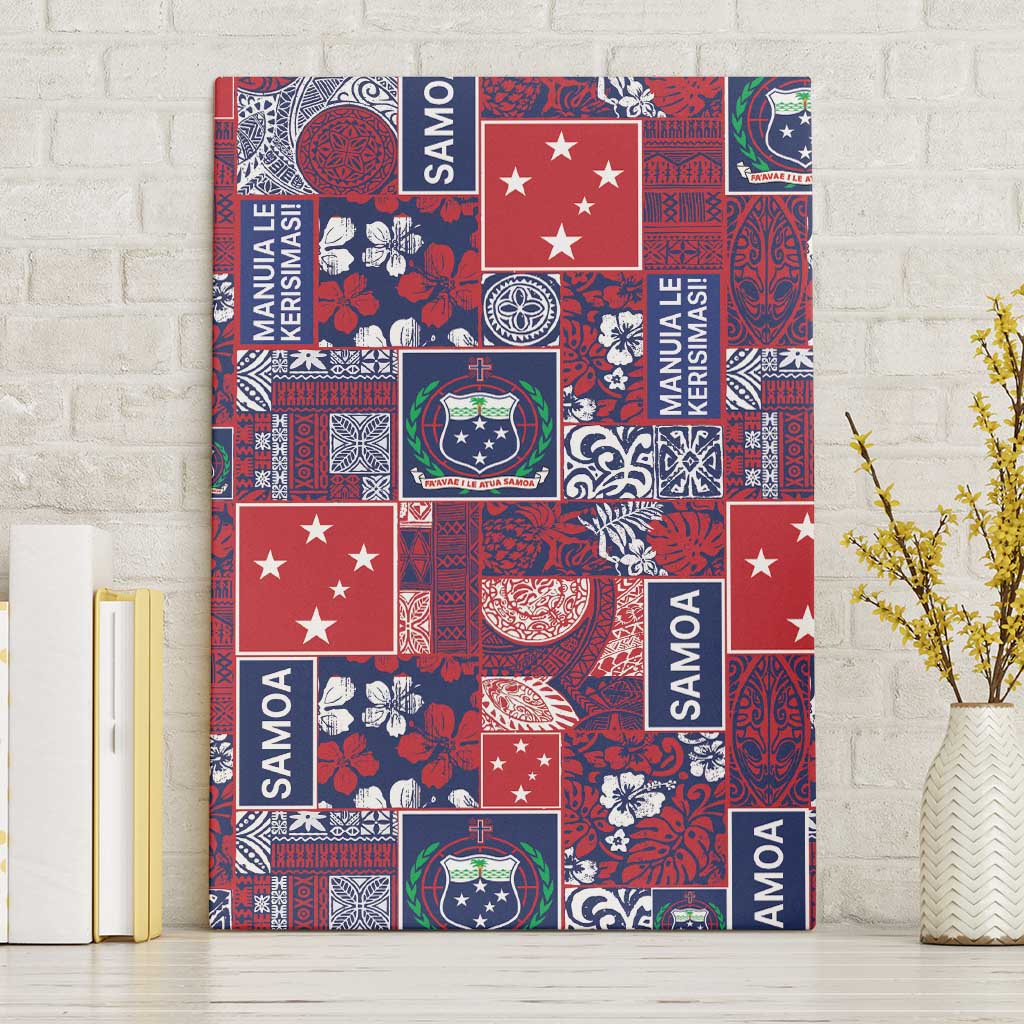 Red Samoa Manuia Le Kerisimasi Canvas Wall Art Pacific Patchwork Xmas Vibes LT9 Without Frame Red - Polynesian Pride