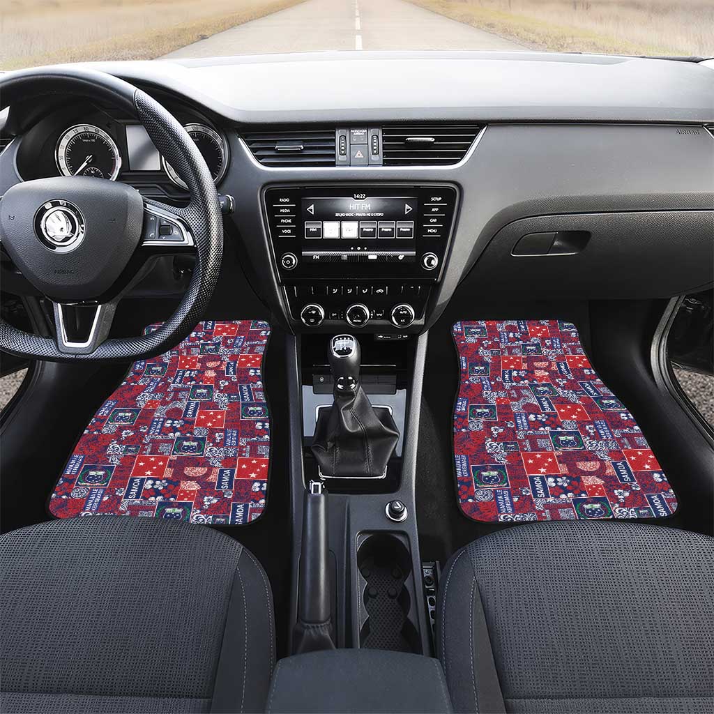 Red Samoa Manuia Le Kerisimasi Car Mats Pacific Patchwork Xmas Vibes LT9 Set 2pcs - Front Red - Polynesian Pride