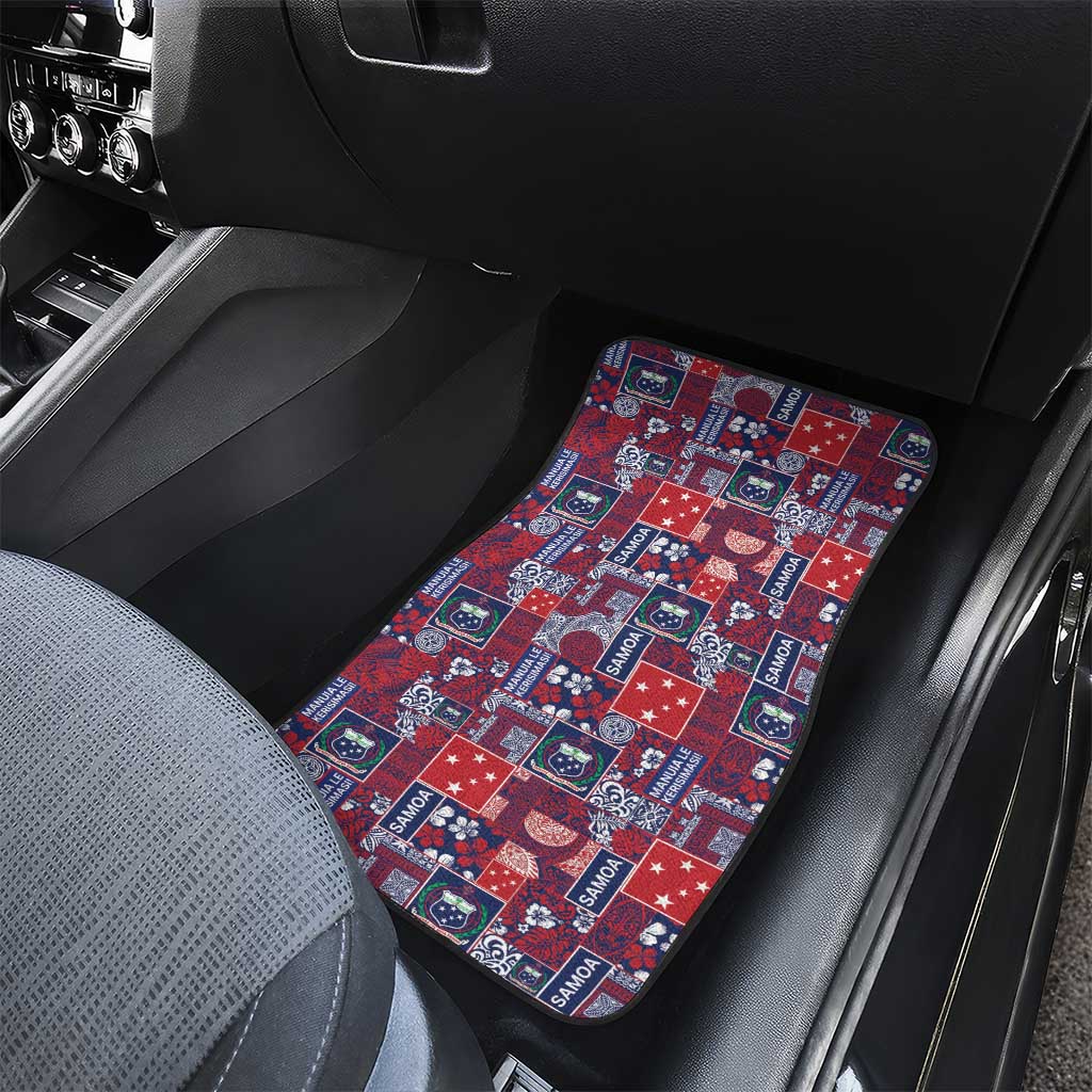Red Samoa Manuia Le Kerisimasi Car Mats Pacific Patchwork Xmas Vibes LT9 - Polynesian Pride