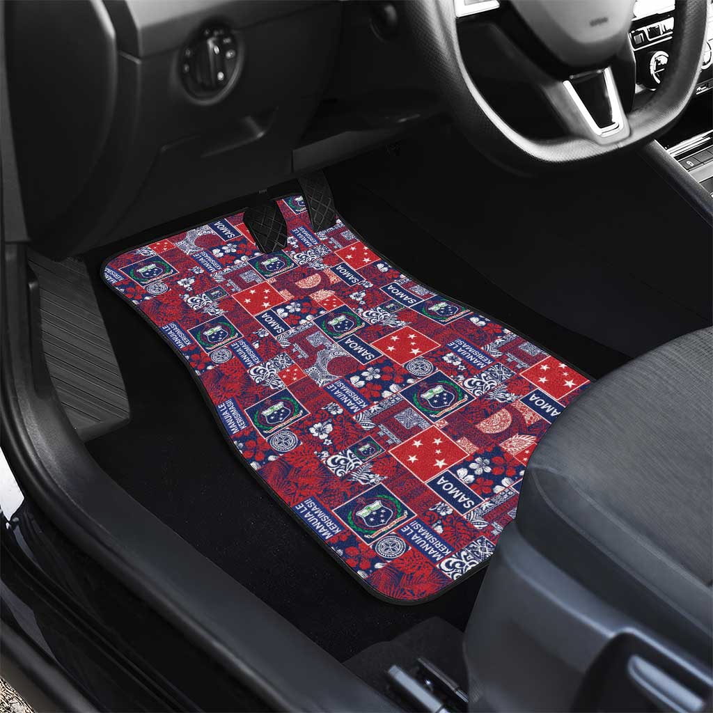 Red Samoa Manuia Le Kerisimasi Car Mats Pacific Patchwork Xmas Vibes LT9 - Polynesian Pride