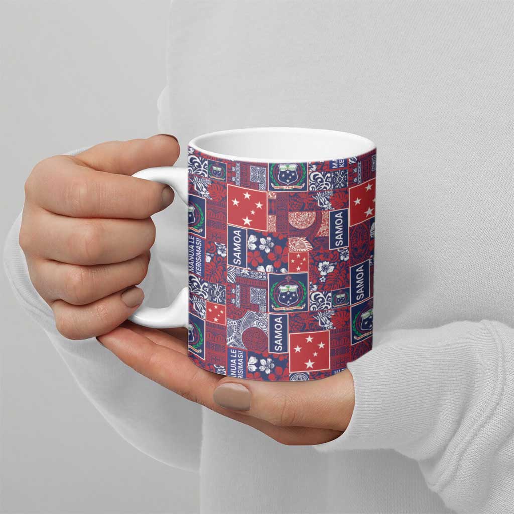 Red Samoa Manuia Le Kerisimasi Ceramic Mug Pacific Patchwork Xmas Vibes LT9 - Polynesian Pride
