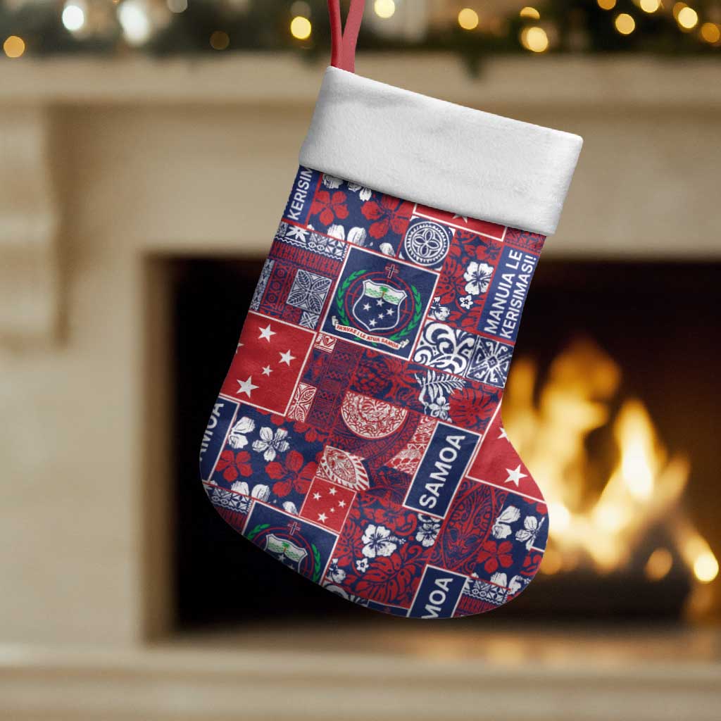 Red Samoa Manuia Le Kerisimasi Christmas Stocking Pacific Patchwork Xmas Vibes LT9 Set of 2 Red - Polynesian Pride