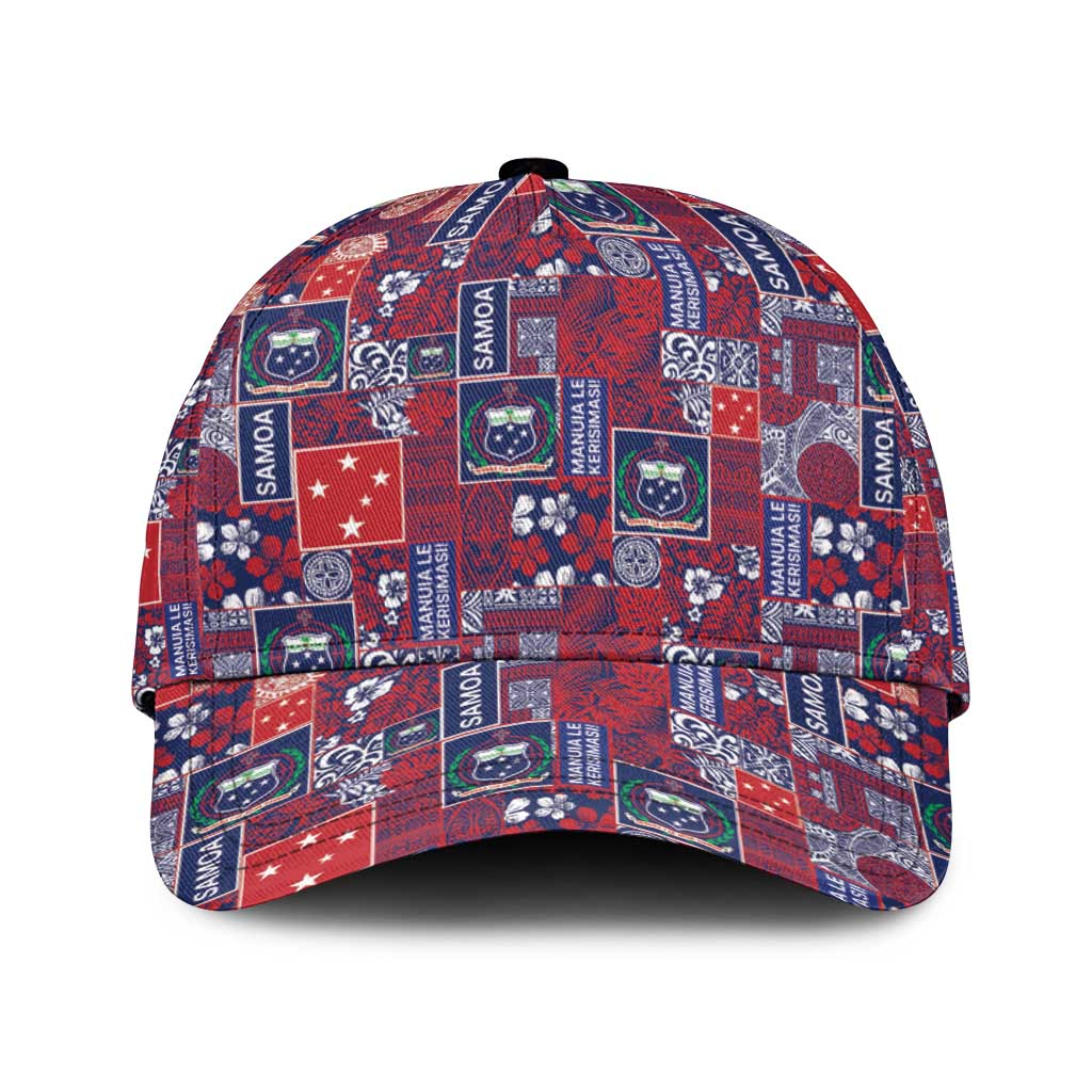 Red Samoa Manuia Le Kerisimasi Classic Cap Pacific Patchwork Xmas Vibes LT9 Universal Fit Red - Polynesian Pride