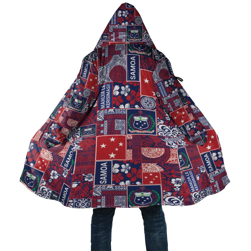 Red Samoa Manuia Le Kerisimasi Cloak Pacific Patchwork Xmas Vibes LT9 Unisex Red - Polynesian Pride