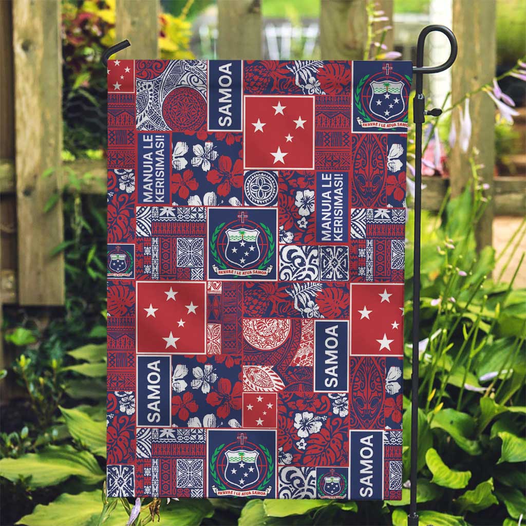Red Samoa Manuia Le Kerisimasi Garden Flag Pacific Patchwork Xmas Vibes LT9 Garden Flag Red - Polynesian Pride