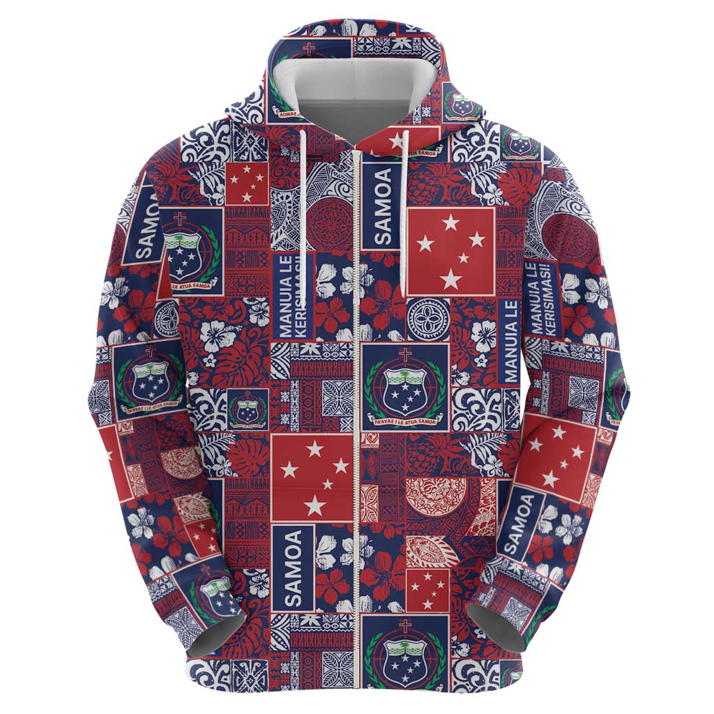 Red Samoa Manuia Le Kerisimasi Hoodie Pacific Patchwork Xmas Vibes LT9 - Polynesian Pride