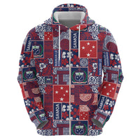 Red Samoa Manuia Le Kerisimasi Hoodie Pacific Patchwork Xmas Vibes LT9 - Polynesian Pride