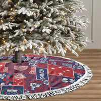 Red Samoa Manuia Le Kerisimasi Tree Skirt Pacific Patchwork Xmas Vibes LT9 - Polynesian Pride
