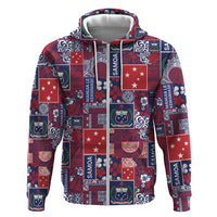 Red Samoa Manuia Le Kerisimasi Zip Hoodie Pacific Patchwork Xmas Vibes LT9 Zip Hoodie Red - Polynesian Pride