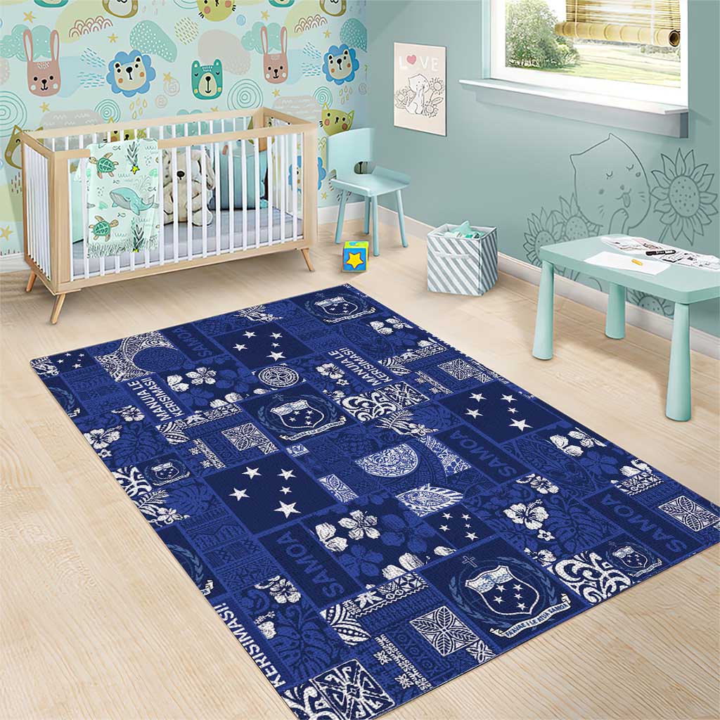 Blue Samoa Manuia Le Kerisimasi Area Rug Pacific Patchwork Xmas Vibes LT9 - Polynesian Pride