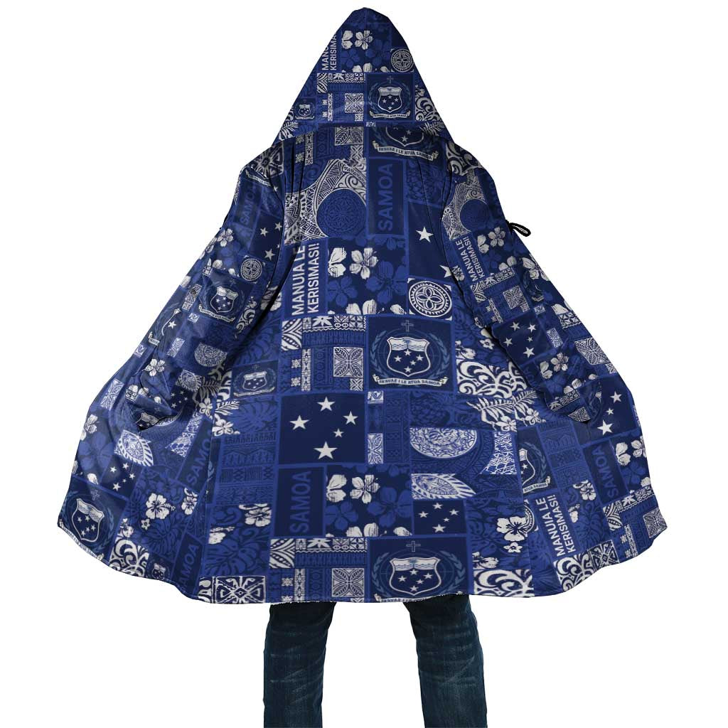 Blue Samoa Manuia Le Kerisimasi Cloak Pacific Patchwork Xmas Vibes LT9 Unisex Blue - Polynesian Pride