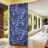 Blue Samoa Manuia Le Kerisimasi Door Cover Pacific Patchwork Xmas Vibes LT9 - Polynesian Pride
