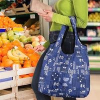 Blue Samoa Manuia Le Kerisimasi Grocery Bag Pacific Patchwork Xmas Vibes LT9 - Polynesian Pride