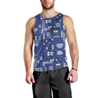 Blue Samoa Manuia Le Kerisimasi Men Tank Top Pacific Patchwork Xmas Vibes LT9 - Polynesian Pride