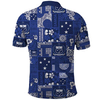 Blue Samoa Manuia Le Kerisimasi Polo Shirt Pacific Patchwork Xmas Vibes LT9 - Polynesian Pride