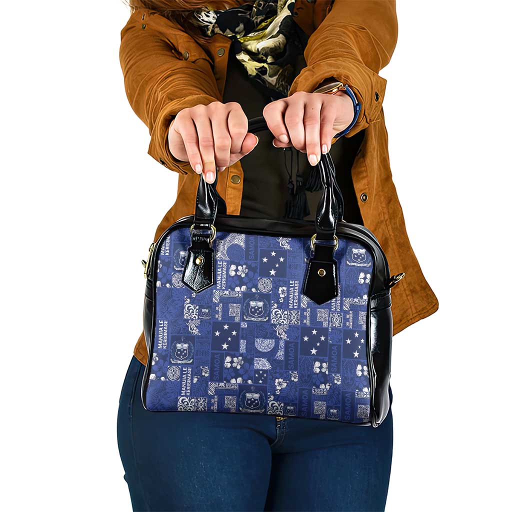 Blue Samoa Manuia Le Kerisimasi Shoulder Handbag Pacific Patchwork Xmas Vibes LT9 One Size Blue - Polynesian Pride