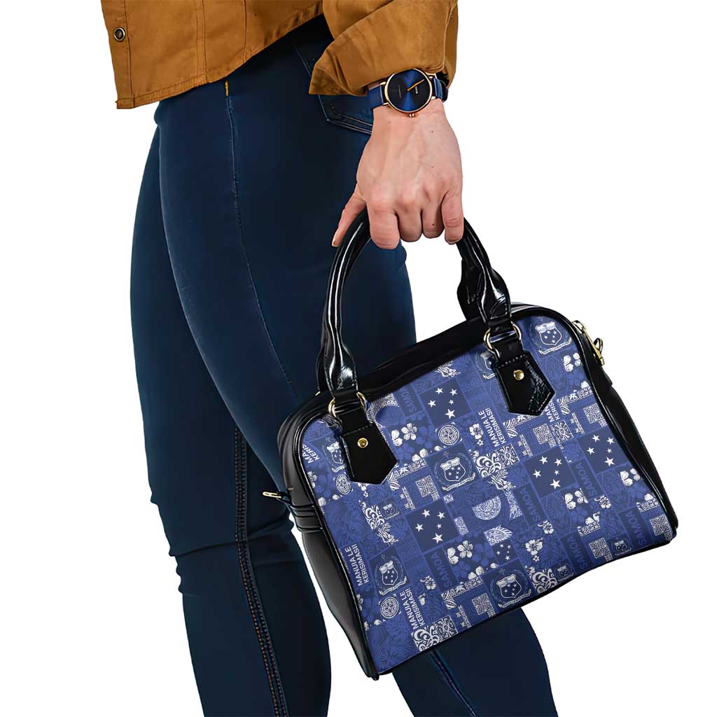 Blue Samoa Manuia Le Kerisimasi Shoulder Handbag Pacific Patchwork Xmas Vibes LT9 - Polynesian Pride