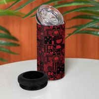 Dark Samoa Manuia Le Kerisimasi 4 in 1 Can Cooler Tumbler Pacific Patchwork Xmas Vibes LT9 - Polynesian Pride