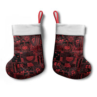 Dark Samoa Manuia Le Kerisimasi Christmas Stocking Pacific Patchwork Xmas Vibes LT9 - Polynesian Pride