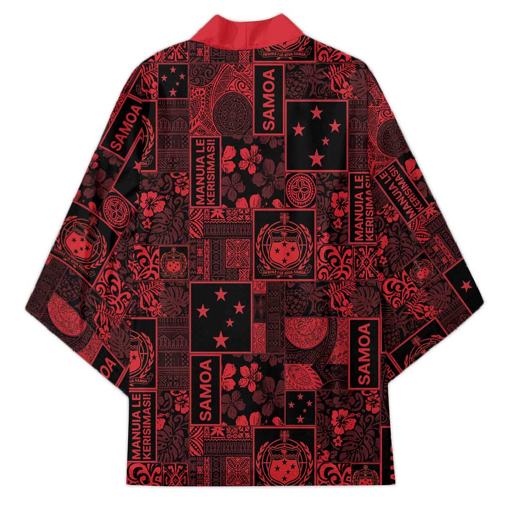Dark Samoa Manuia Le Kerisimasi Kimono Pacific Patchwork Xmas Vibes LT9 - Polynesian Pride