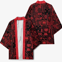 Dark Samoa Manuia Le Kerisimasi Kimono Pacific Patchwork Xmas Vibes LT9 - Polynesian Pride